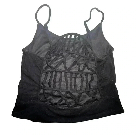 Size medium‎ silver gate black camisole with caged lattice back. Guc. - Picture 2 of 5